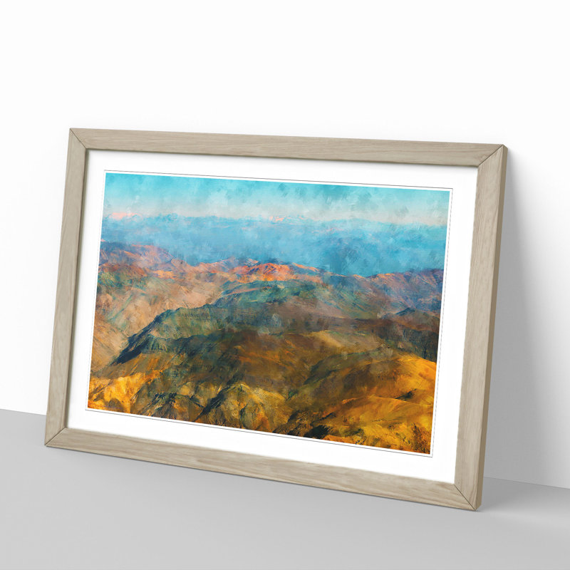 The Andes Mountains in Argentina Chile - Picture Frame Graphic Art, Oak, 48cm H x 65cm W x 2cm D