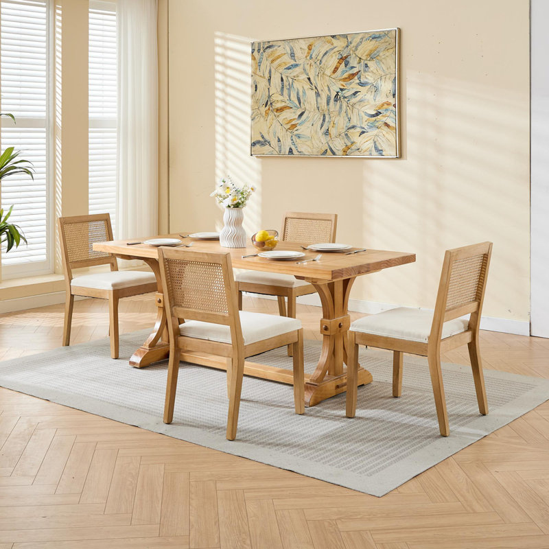 Ensemble de 2 chaises de salle à manger en rotin Farmhouse, Beige