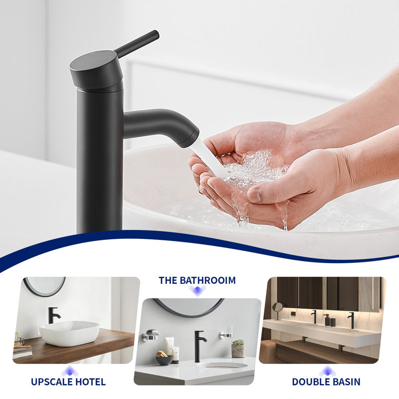 Robinet de lavabo de salle de bain monotrou à 1 arc avec poignée à faible arche commerciale / résidentielle avec drain WaterSense