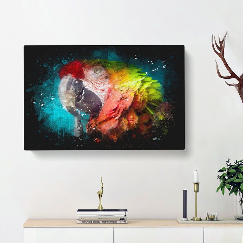 Rainbow Macaw Parrot - Wrapped Canvas, 50cm H x 76cm W x 3cm D