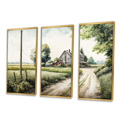 «Beautiful Barn In Spring V», ensemble d'art mural sur toile
