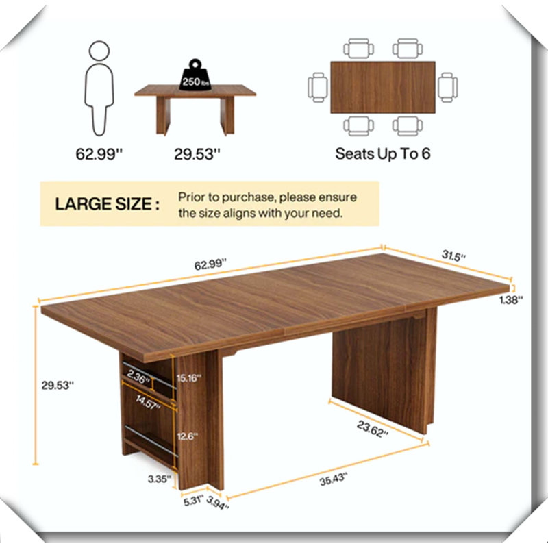 Rustic Sturdy Versatile Dining Conference Table