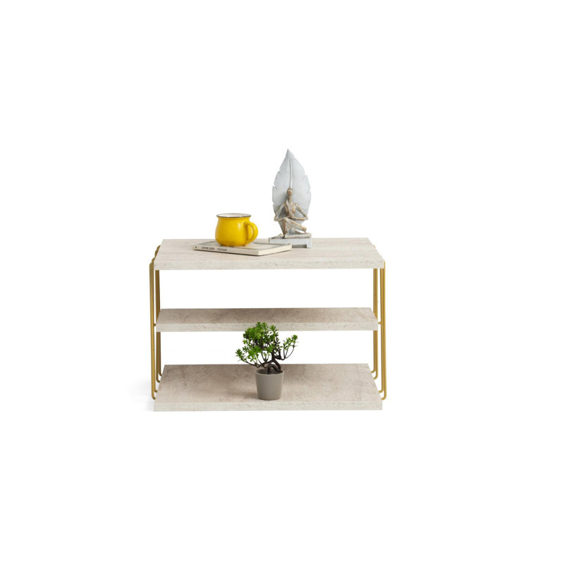 Table d'appoint, Or / travertin