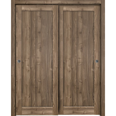 Portes coulissantes de placard 36 x 80, quincaillerie Quadro 4111, rails robustes en noyer, moulures, garnitures, ensemble pour cuisine, portes de placard de chambre en bois massif léger