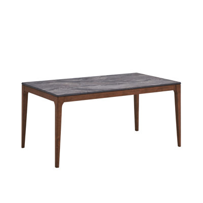Engineered Stone Top & Walnut Finish Dining Table