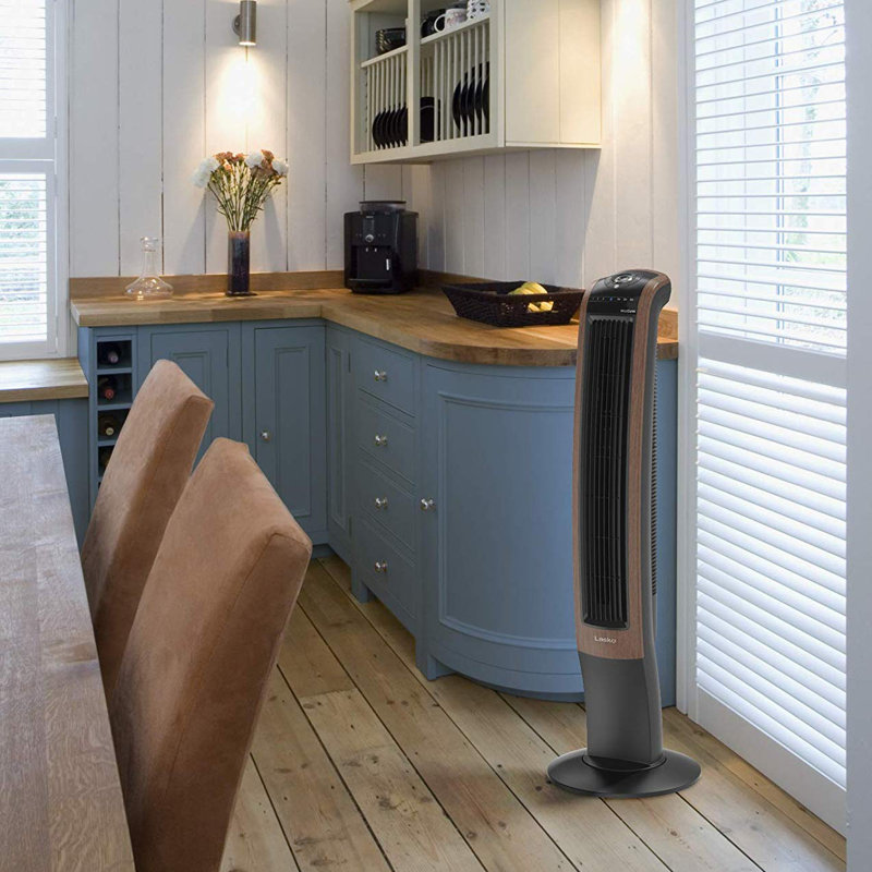 Ventilateur tour électrique debout à fil du bois 42 "avec courbe Bluetooth Lasko