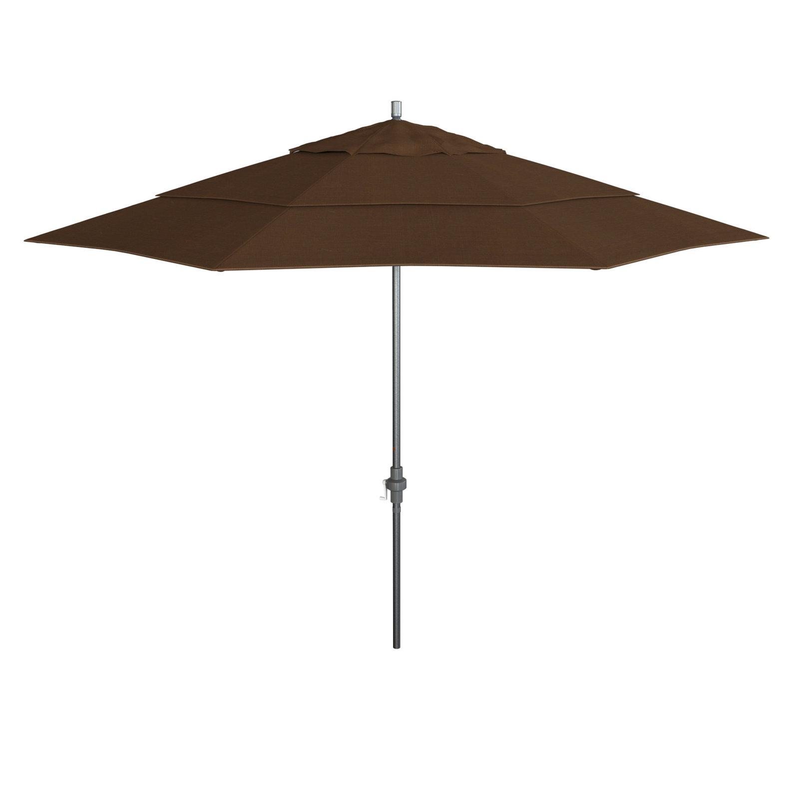 Ohara 132'' Market Umbrella, Teak Performance, Hammertone Gray