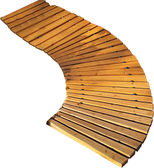4'L Roll-Out Curved Hardwood Pathway, Brown, 0.6" H x 48" W x 17.75" D