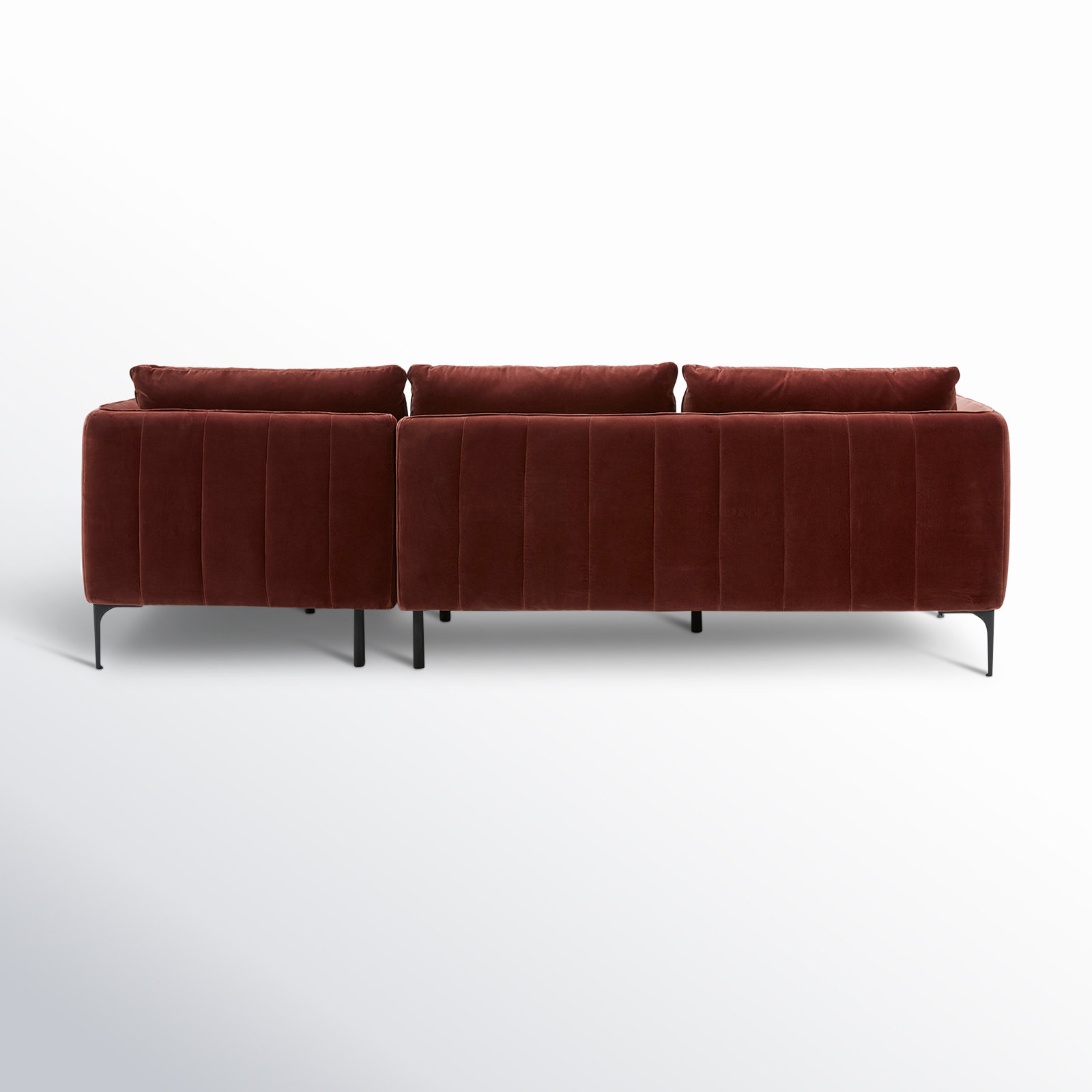 Rae Velvet Modular Sectional, Cinnamon Cotton Blend, Right Hand Facing