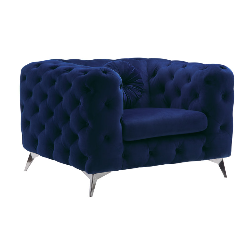 Godsey 41" Wide Tufted Armchair,Single Sofa Chair,Accent Chair,Living Room Chair, Blue Fabric