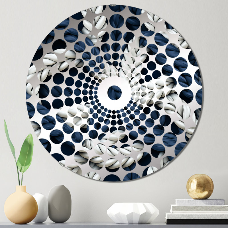 Coastal Rope Motifs White and Blue - Miroir décoratif cercles concentriques, 31,4 po x 31,4 po