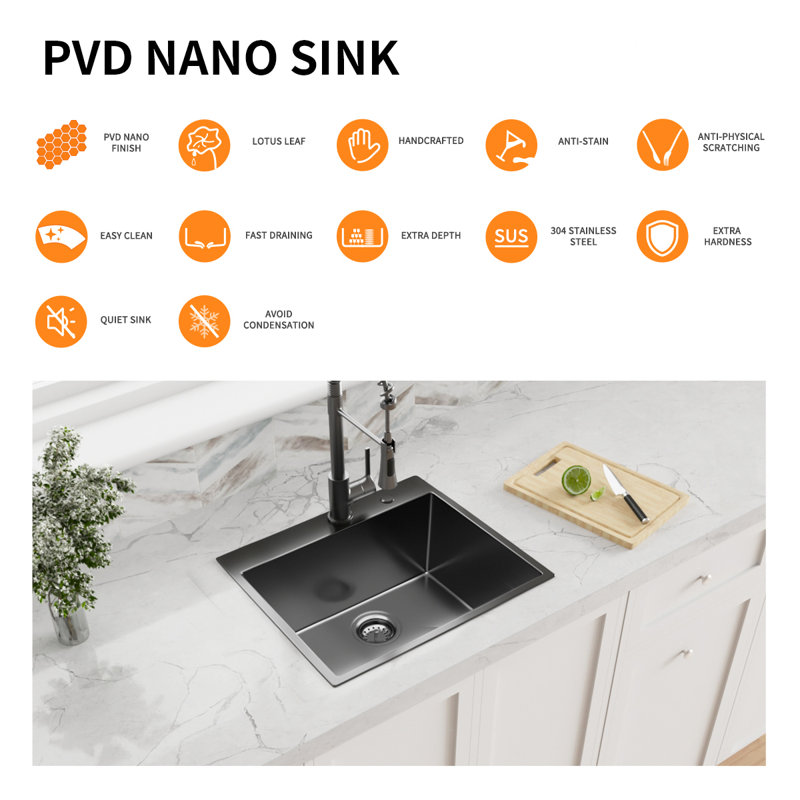 25'' L Single Bowl Stainless Steel Kitchen Sink