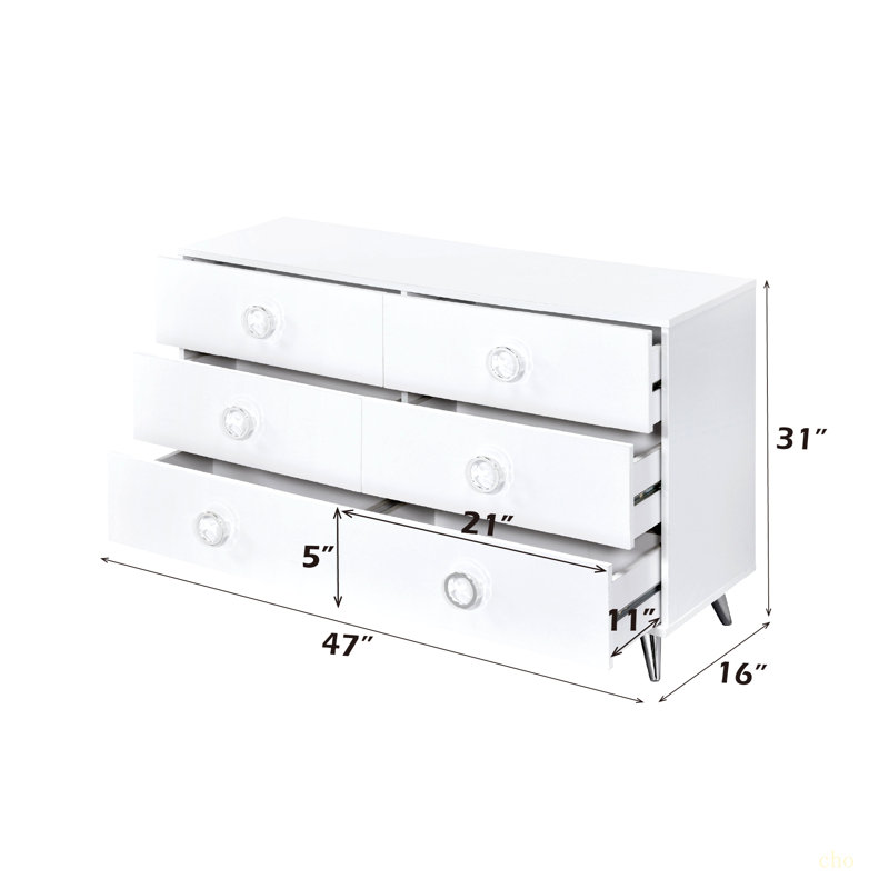 Perse White Finish Dresser