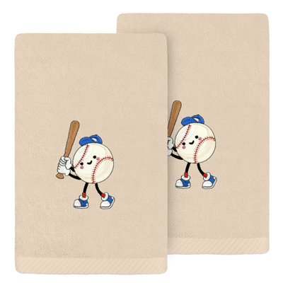 Baseball Player - Embroidered Luxury 100% Turkish Cotton Hand Towels (Set Of 2)