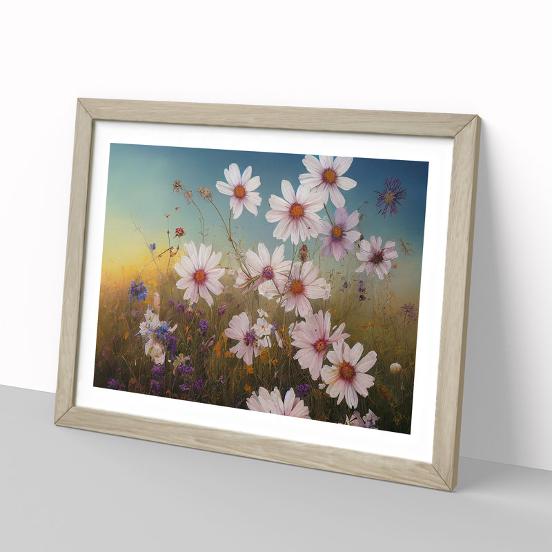 XH1022-7514X Riveting Wildflowers - Single Picture Frame Painting, 46cm H x 64cm W x 2cm D, Oak 