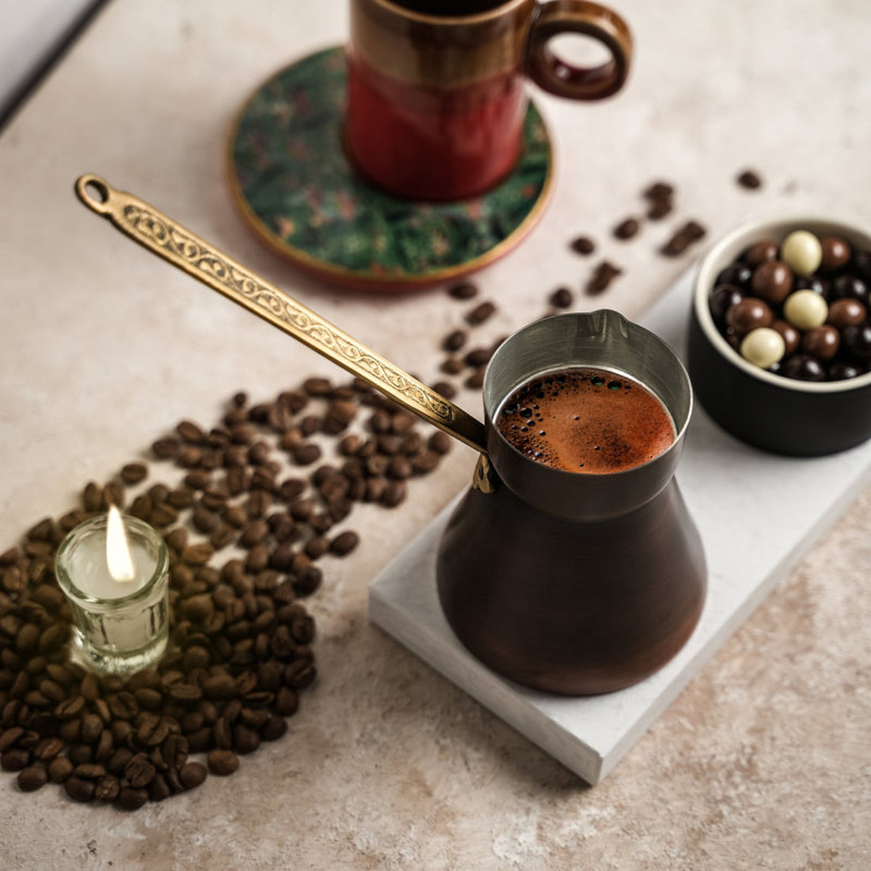Cafetière turque en cuivre foncé fabriquée à la main - Cafetière turque robuste