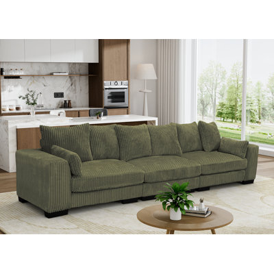 Grand canapé en velours côtelé à compression 3 pièces 142,5 po