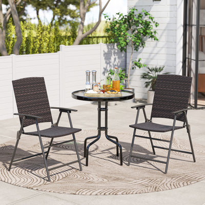 Ensemble de 2 chaises d'extérieur pliantes avec accoudoirs et chaises portatives en métal