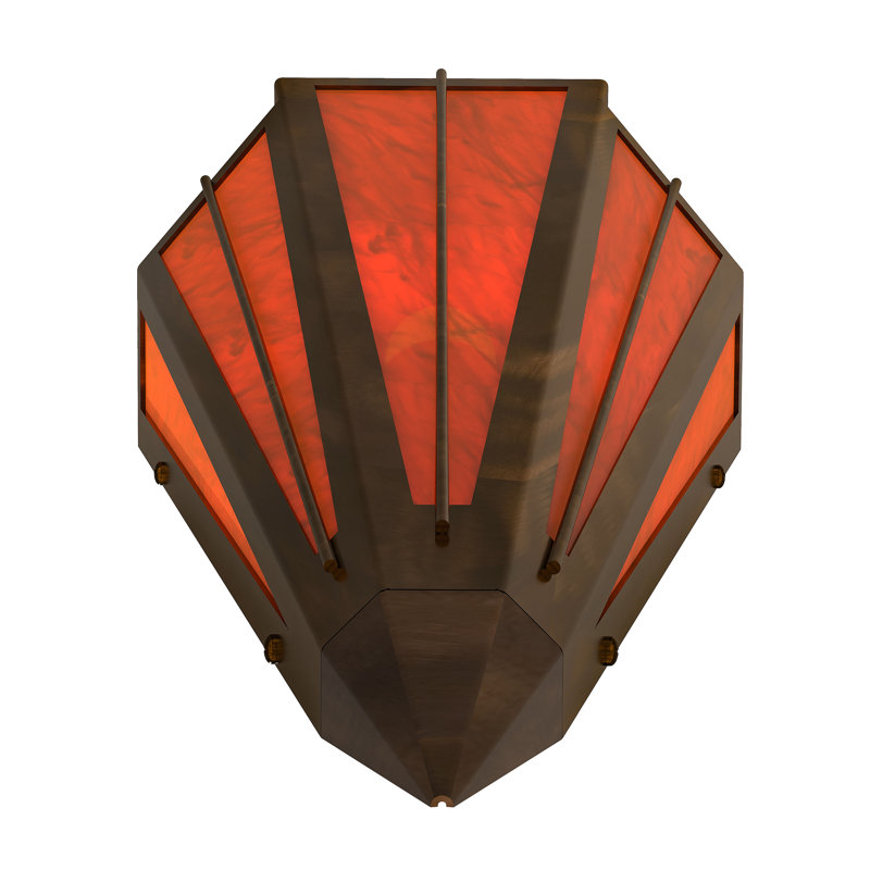 1 - Light Flush Mounted Sconce, Antique Copper, Red, Idalight