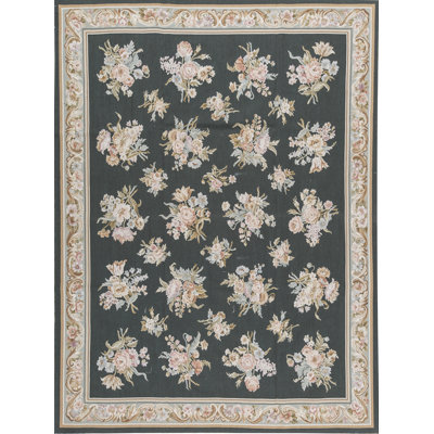 Hand-Knotted High-Quality Green and Beige Area Rug