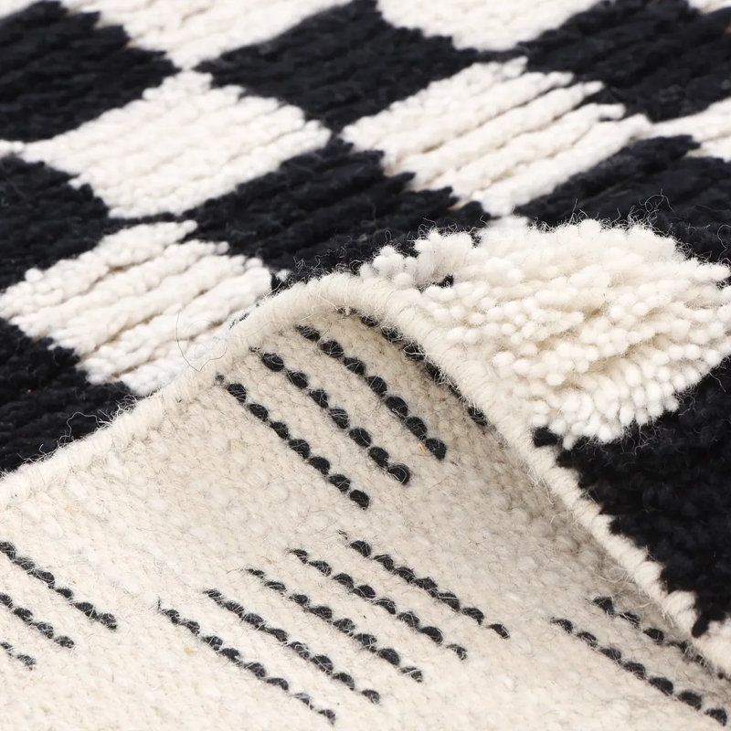 Stamford Checkered Area Rug in Black, Rectangle 8' x 10'