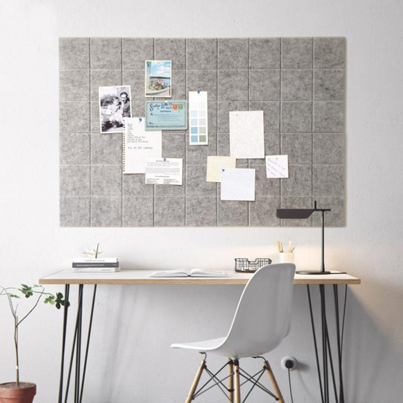 1 Panel Felt Nine Grid Background Wall Diy Jigsaw Photo Wall Message Board School Bedroom Living Room Wall Decor 30x30cm/11.81in, Gray
