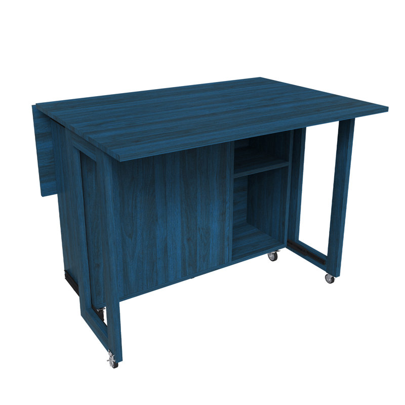 Folding Dining Table with Storage, Navy