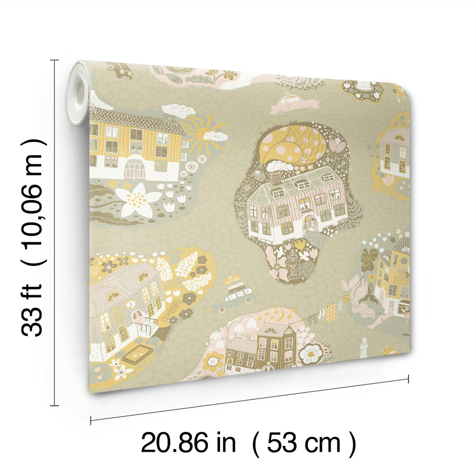 Wallpaper Double Roll, Staden Mustard