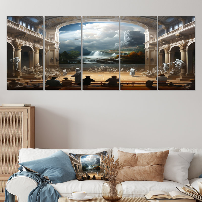 Ensemble de 5 pièces d'art mural pour la salle de séjour Kerba ..., H 32 po x l 80 po