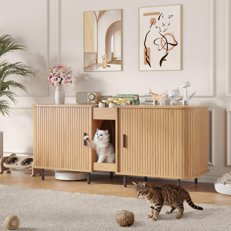 Enceinte double 55 "pour 2 chats, Brun