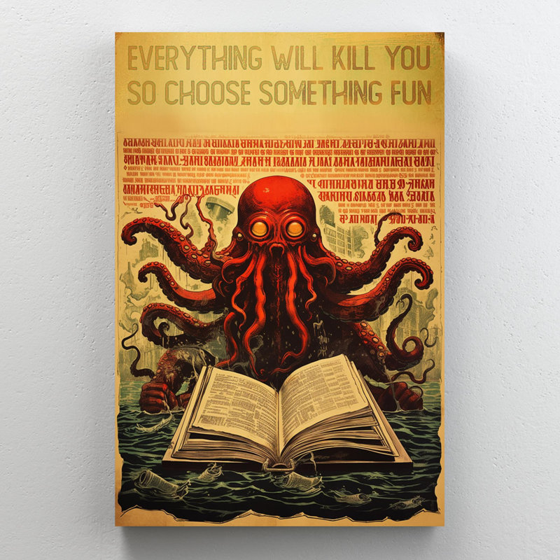 «Read Book Choisissez Quelque Chose» - Reproduction d'art graphique rectangulaire sur toile tendue 1 pièce