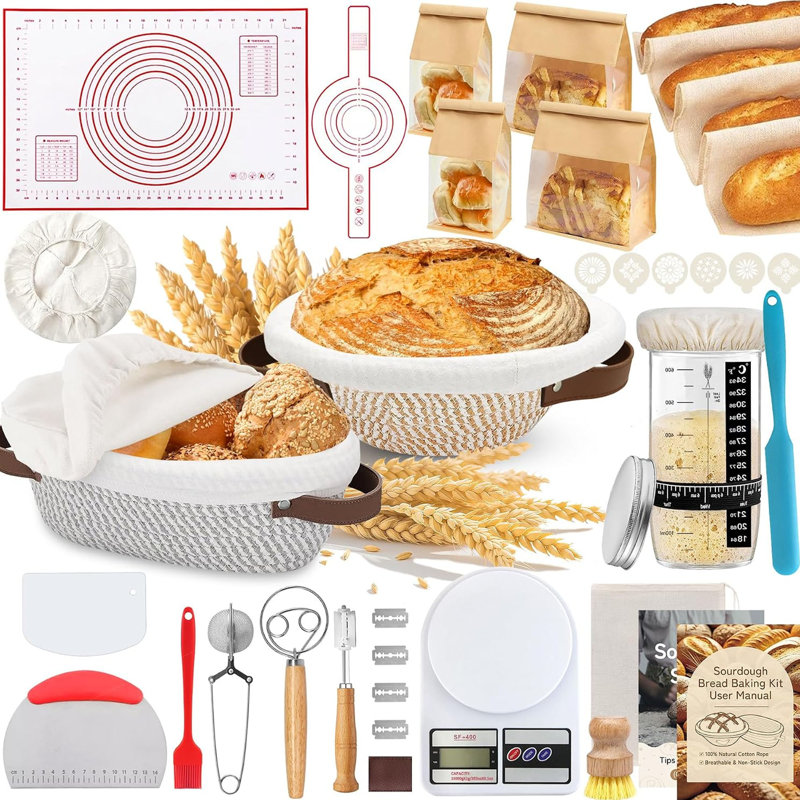 Sourdough Starter Kit, Bread Proofing Baskets