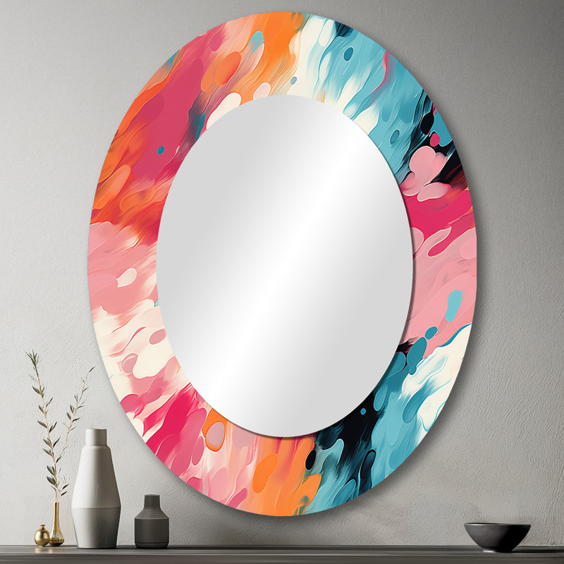 Tatawan - Grand miroir mural ovale sur métal, 43 po x 33 po