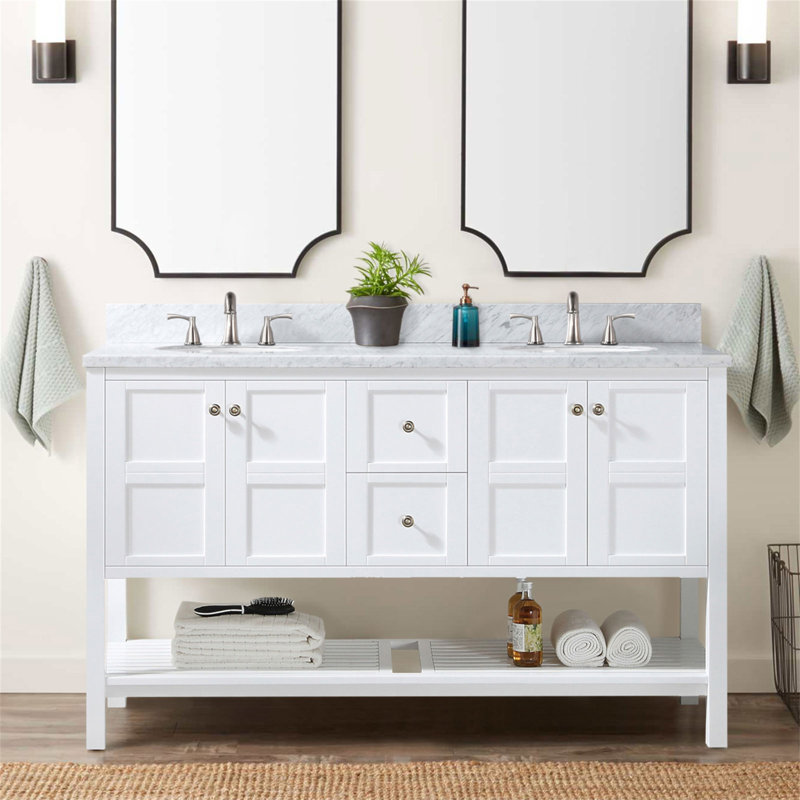 Base de meuble-lavabo simple 60 po seulement, Blanc