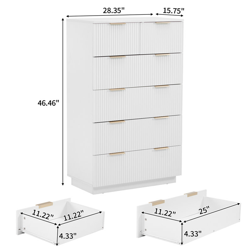 6 Drawer Dresser Chests For Bedroom, White