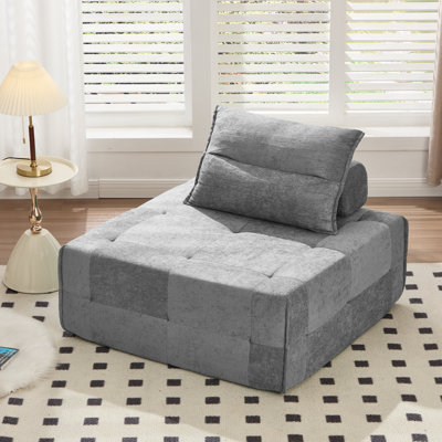 Fauteuil d'appoint Mid-Century sans accoudoirs, fauteuil en tissu moderne avec coussin pour le salon, chambre à coucher, fauteuil 500LBS sans assemblage requis