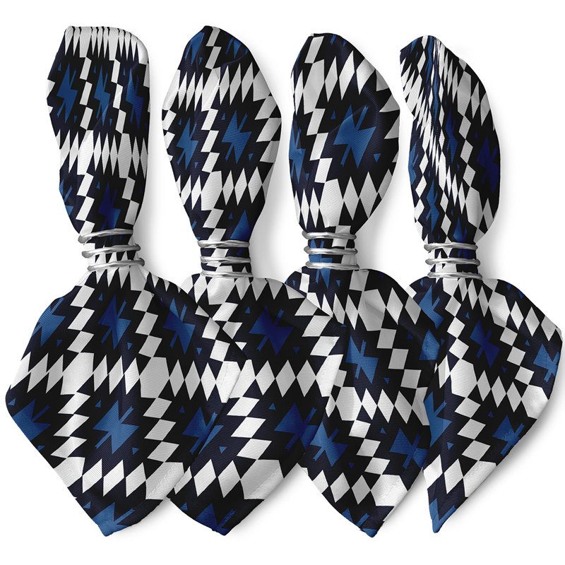 Sofiane Polyester Geometric Square Napkin, Navy