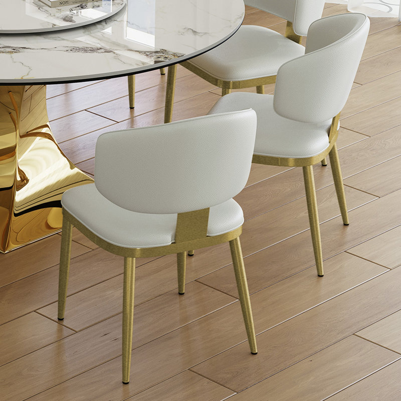 Ensemble de table de salle à manger ronde avec base en acier inoxydable et 8 chaises rembourrées, 9 pièces : table, 8 chaises