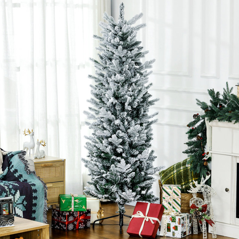 Grand arbre de Noël artificiel enneigé 6 pi avec 477 branches de neige