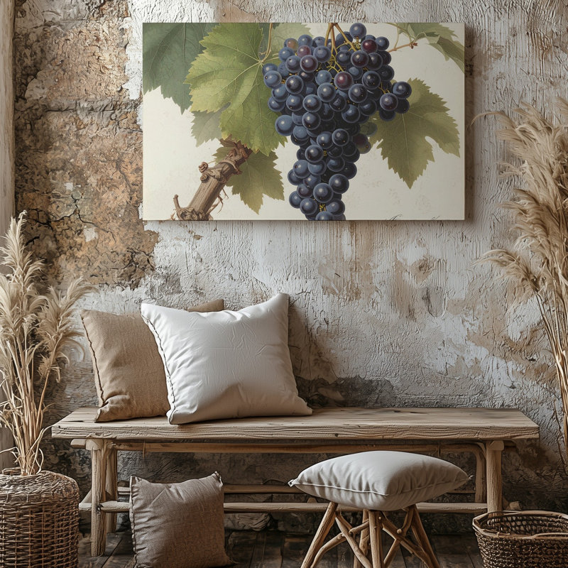 Art mural classique sur toile de raisin foncé botanique rétro, H 30 po x l 40 po