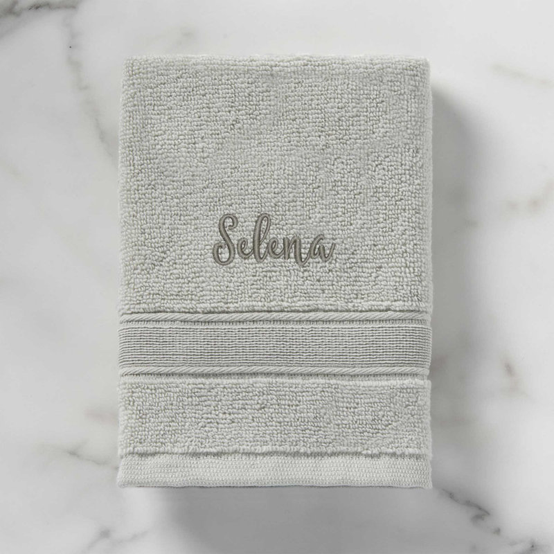 Essuie-mains brodé 100% coton de luxe, gris