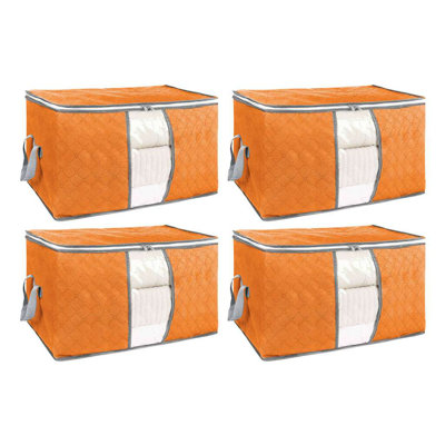 4 Pack Fabric Storage Bag, Clothes Storage, Blanket Storage Bags with Handle for Organizing Bedroom, Closet, 23.23"x16.14"x13.39"