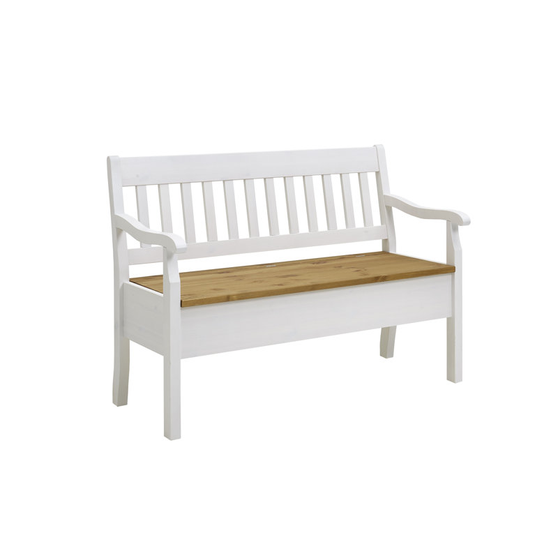 Upholstered Bench with Flip Top, 93cm H x 130.9cm W x 46cm D, White/Brown