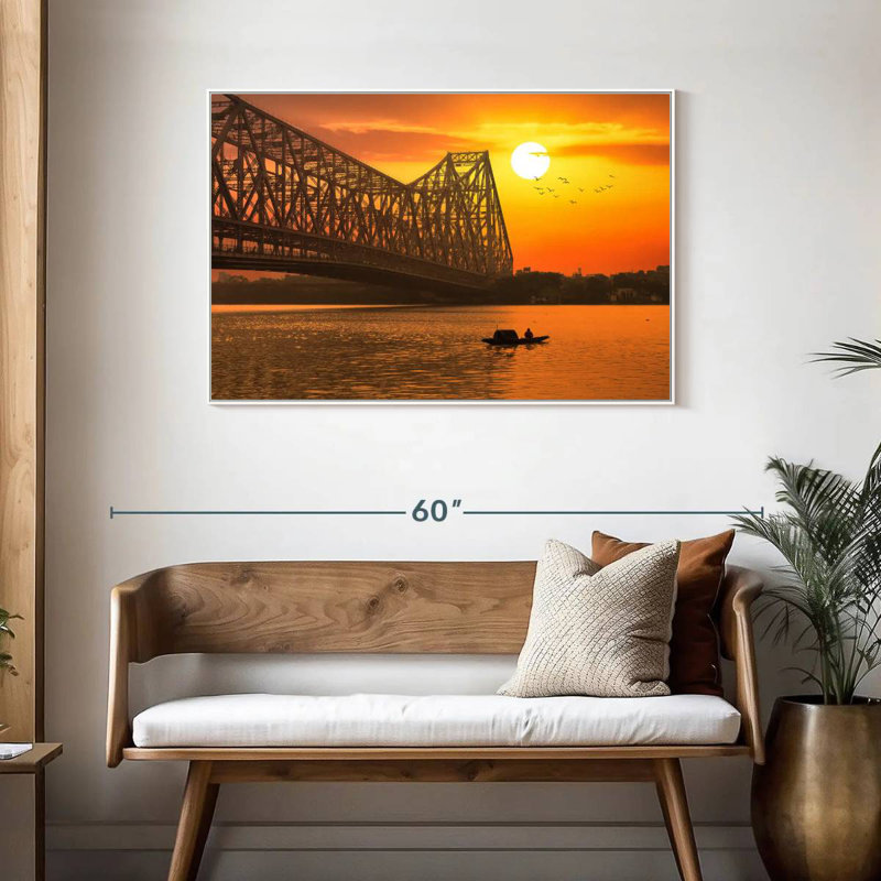 Howrah Bridge, 19" X 13", Floating Frame White