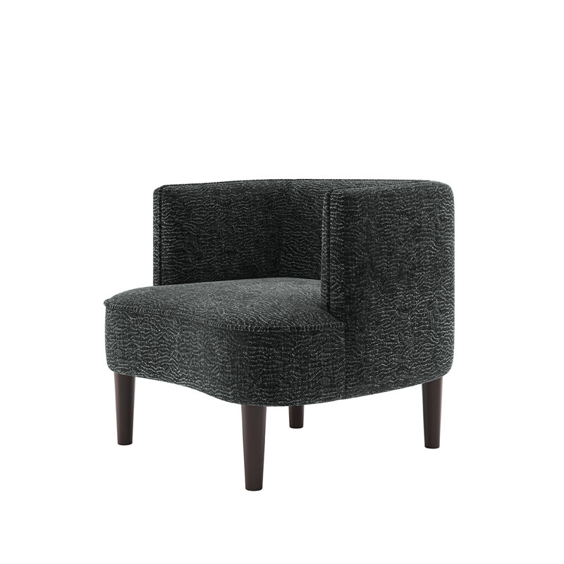 Raudez Upholstered Barrel Chair, Dark Gray Polyester Blend