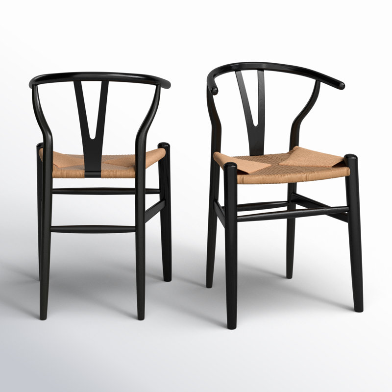 Albarado Solid Wood Side Chair, Black/Natural