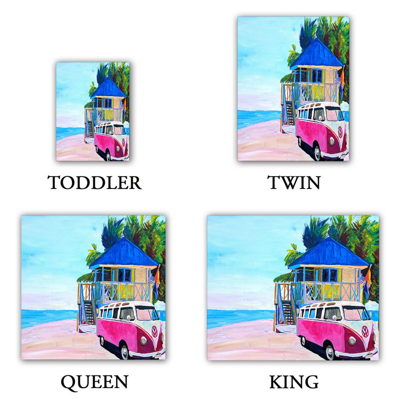 Ensemble de housse de couette surf bus i, 1 housse simple + 1 taie standard