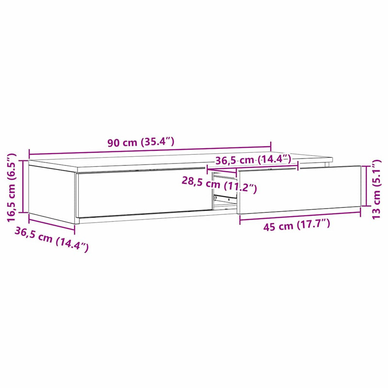 Bed Drawers 90 X 36.5 X 16.5 Cm Engineered Wood, Grey Sonoma