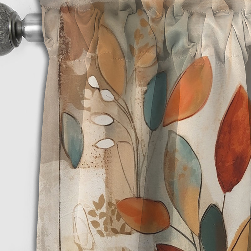 Rideau géométrique occultant vert et beige - 1 panneau, L 52 po x L 84 po