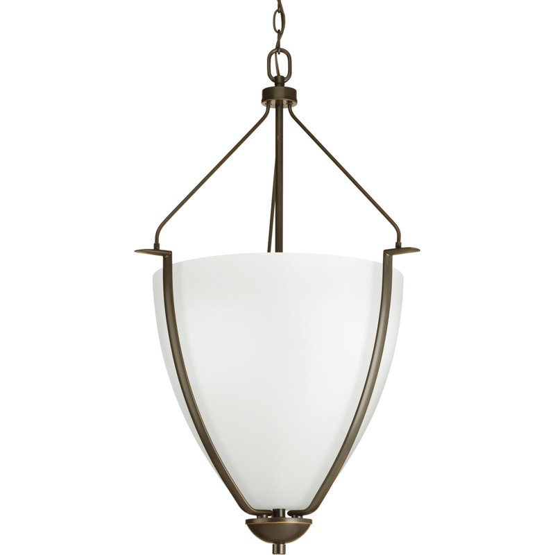 Antique Bronze Pendant Light with Etched Glass Shade